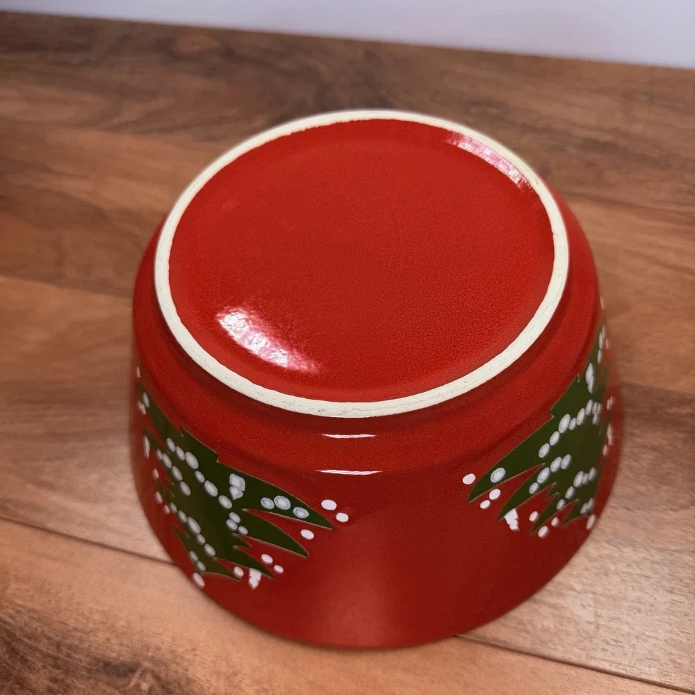 Vtg Waechtersbach Christmas Tree Lg Red Serving Salad Vegetable Bowl 9